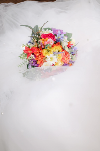 colorful spring bridal bouquet
