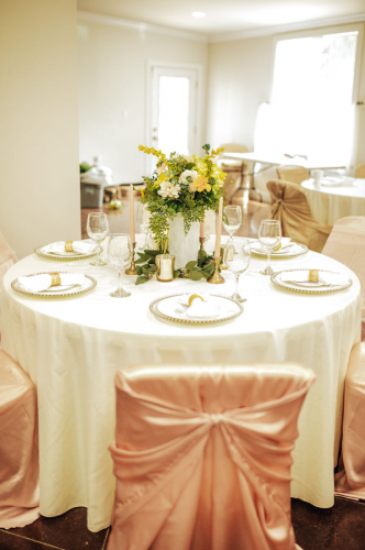 gold and blush wedding reception tables